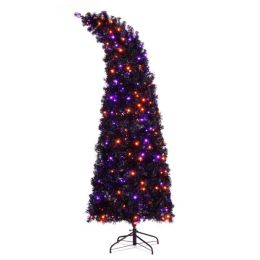 7ft Wizard Hat Shape Automatic Tree Structure PVC Material 1050 Branches 400 Lights 10 Functions With Remote Control Christmas Tree Purple And Or