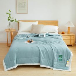 Antibacterial Raw Cotton Washable Summer Cool Quilt (Option: Haze Blue-120 X150cm Random Pattern)