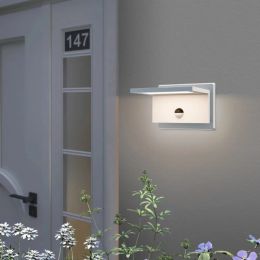 Inowel Outdoor Motion Sensor Porch Light Outdoor Wall Light Fixture Modern LED Exterior Wall Sconce For Front Door Garage Patio Garden 17311 (Option: white)