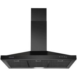 Range Hood 36 Inch Black Wall Mount Range Hood In Black Stainless Steel Kitchen Vent Hood (Option: Black)