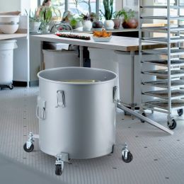 Fryer Grease Bucket, 10 Gal Oil Disposal Caddy With Caster Base, Carbon Steel Rust-Proof Coating, Oil Transport Container With Lid, Lock Clips, F (Option: Grey)