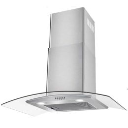 30" Wall Mount Range Hood 450CFM Tempered Glass Vented 3-Speed Fan W/LEDs (Option: Silver)