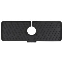Silicone Faucet Mat Kitchen Sink Splash Guard Drain Mat Drying Pad (Option: Black)
