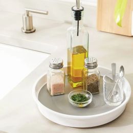 10" Lazy Susan Turn Table: Non-Slip Kitchen Organizer, Spice & Pantry Storage, White Plastic (Option: 10Inch)