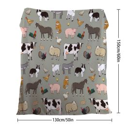 Various Animals Blanket Soft Pig Horse Durable Comfortable Blanket Women Birthday Gift Home Decoration Sofa Couch Office Bed Camping Travel  75x1 (Option: 130cmx150cm-Celadon)