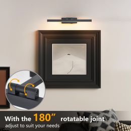 16inch Black Bathroom Light Fixtures Over Mirror Modern Dimmable LED Vanity Light For Bathroom Wall Lighting (Option: Black)